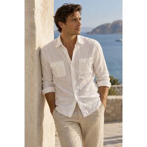 J.Crew 100% Irish Linen White Button Down Shirt M Coastal Classic